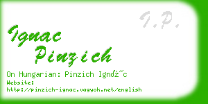 ignac pinzich business card